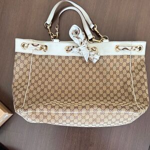 Gucci Brown and Cream Signature Tote